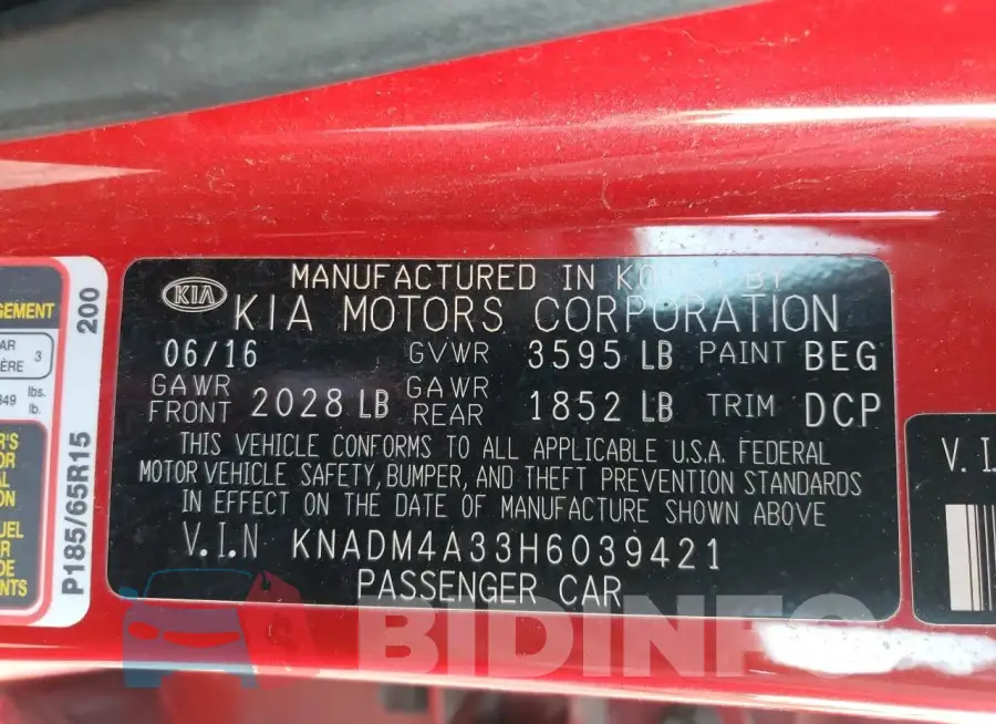 KNADM4A33H6039421 Photo# 12