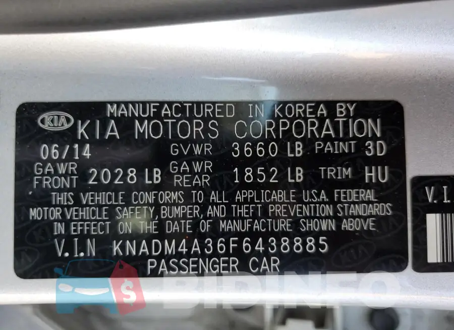 KNADM4A36F6438885 Photo# 12