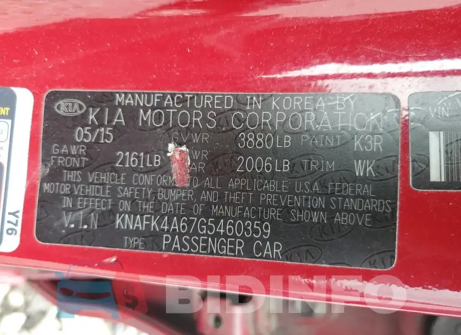 KNAFK4A67G5460359 Photo# 12