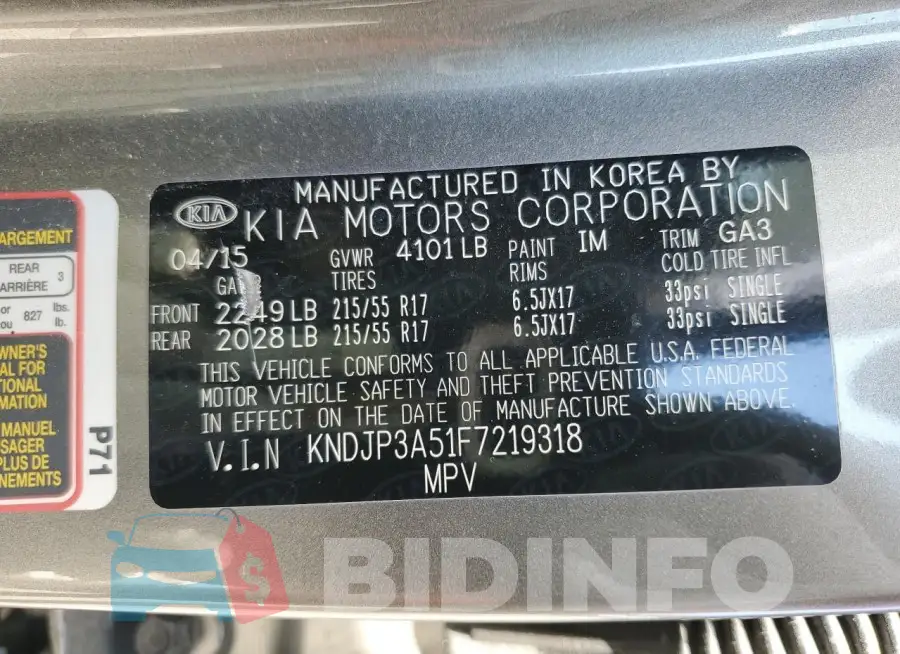 KNDJP3A51F7219318 Photo# 12