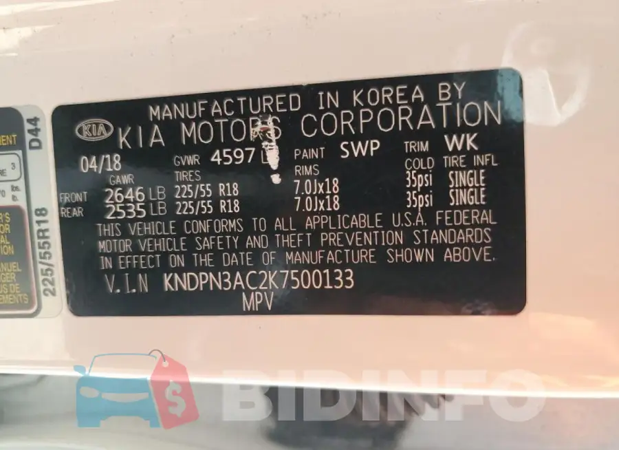 KNDPN3AC2K7500133 Photo# 13