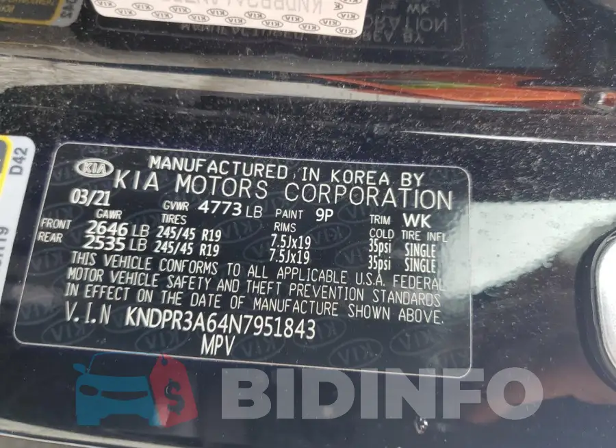 KNDPR3A64N7951843 Photo# 13