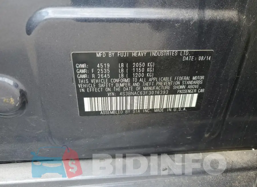 4S3BNAC63F3016393 Photo# 12