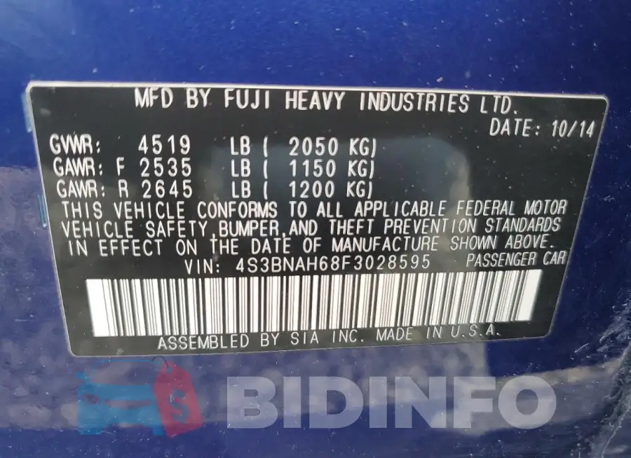 4S3BNAH68F3028595 Photo# 12