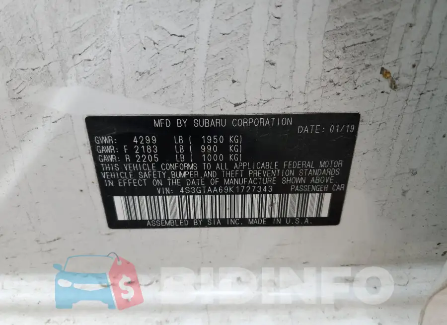 4S3GTAA69K1727343 Photo# 13