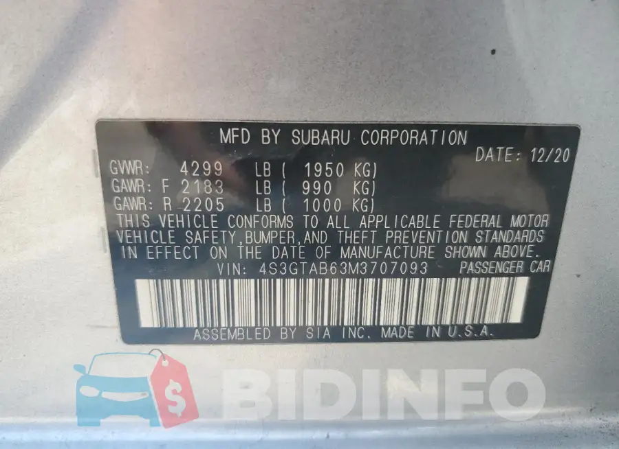 4S3GTAB63M3707093 Photo# 13