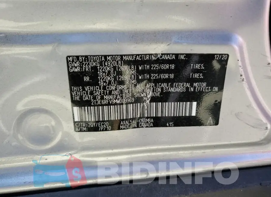 2T3E6RFV9MW009969 Photo# 13
