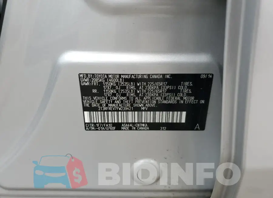 2T3RFREV7FW239421 Photo# 14