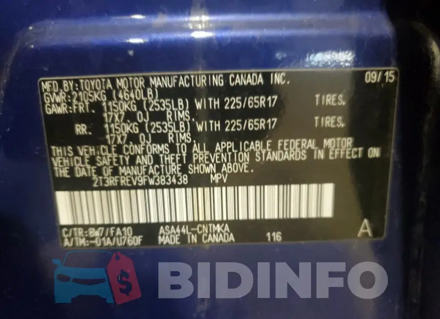 2T3RFREV9FW383438 Photo# 13