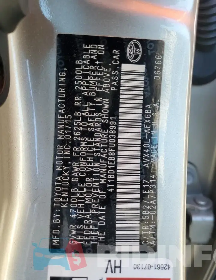 4T1BD1EB8FU038991 Photo# 13