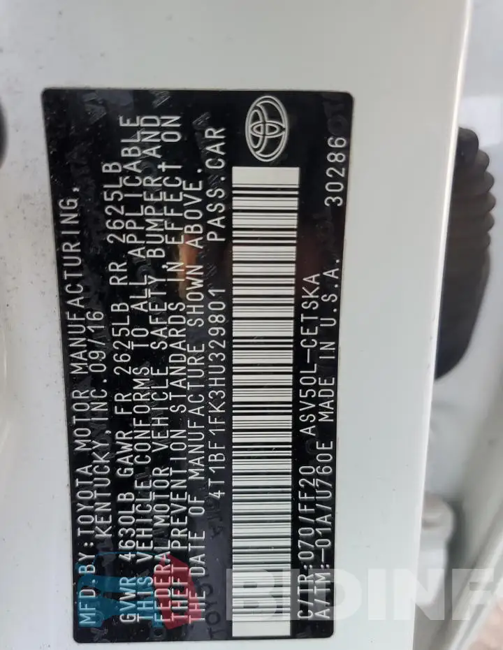 4T1BF1FK3HU329801 Photo# 12
