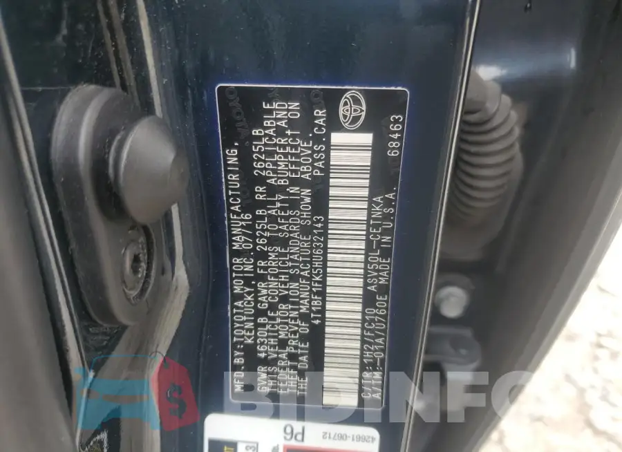 4T1BF1FK5HU632143 Photo# 12