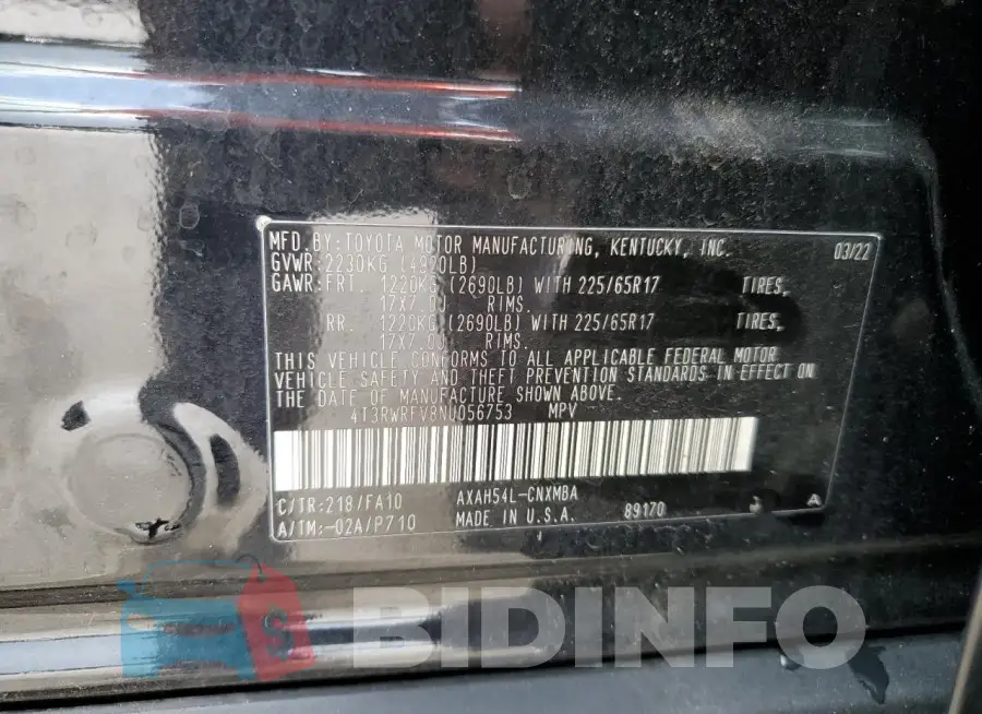 4T3RWRFV8NU056753 Photo# 13