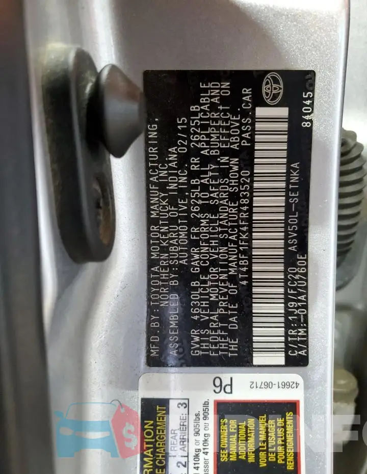 4T4BF1FK4FR483520 Photo# 13