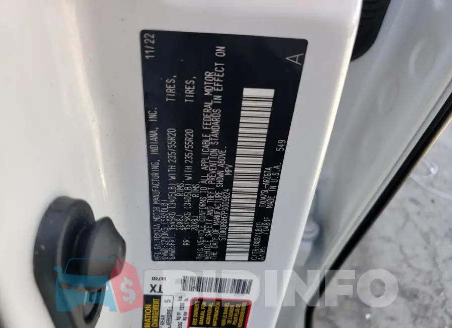 5TDKDRBH7PS009824 Photo# 13
