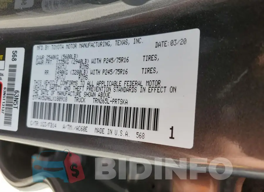 5TFAX5GN6LX180918 Photo# 12