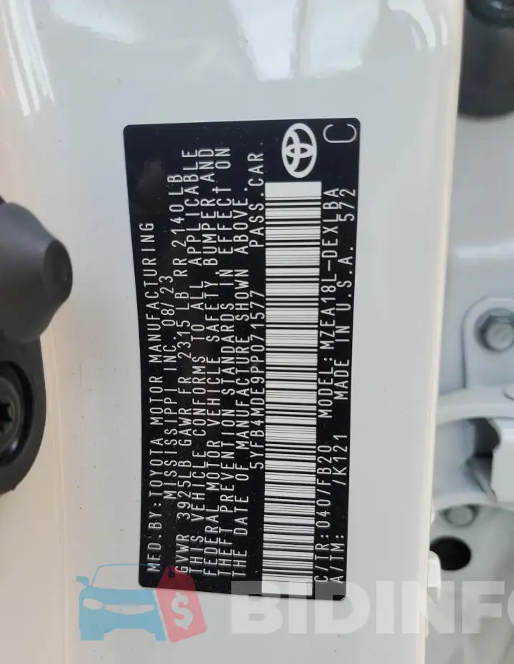 5YFB4MDE9PP071577 Photo# 12