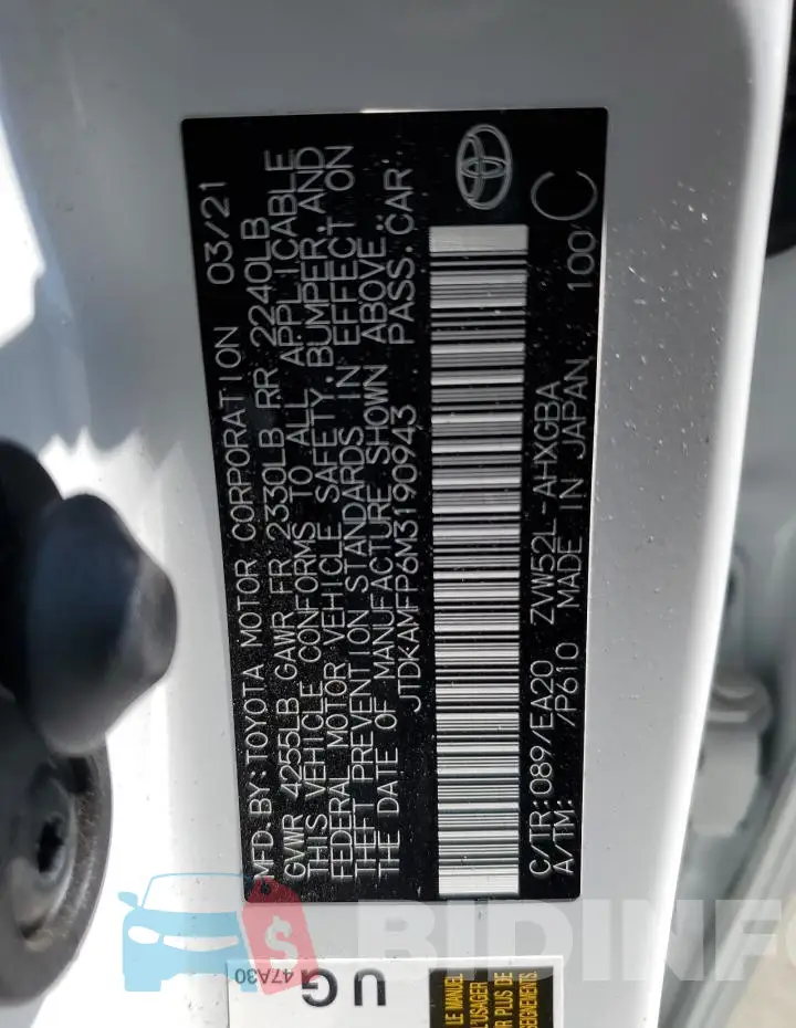 JTDKAMFP6M3190943 Photo# 13