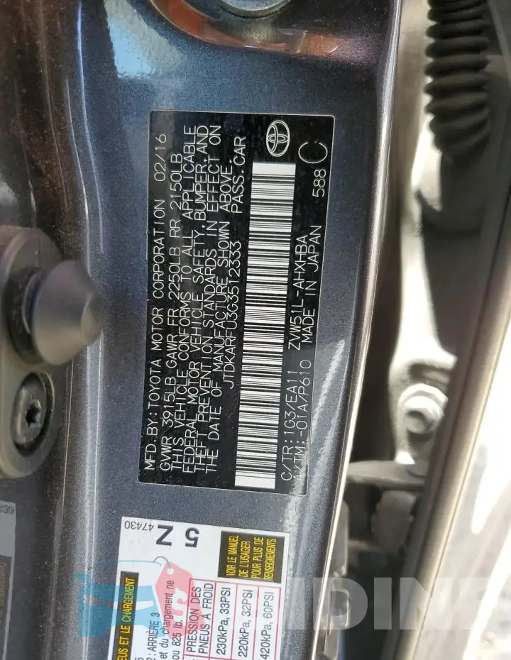 JTDKARFU3G3512333 Photo# 12