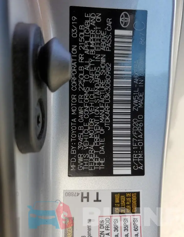 JTDKARFU3K3080982 Photo# 12