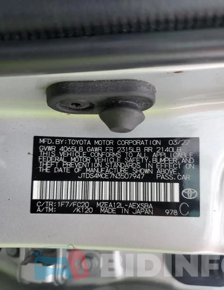 JTDS4MCE7N3507947 Photo# 12