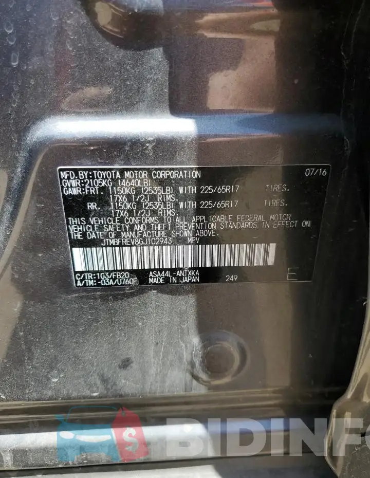 JTMBFREV8GJ102943 Photo# 12