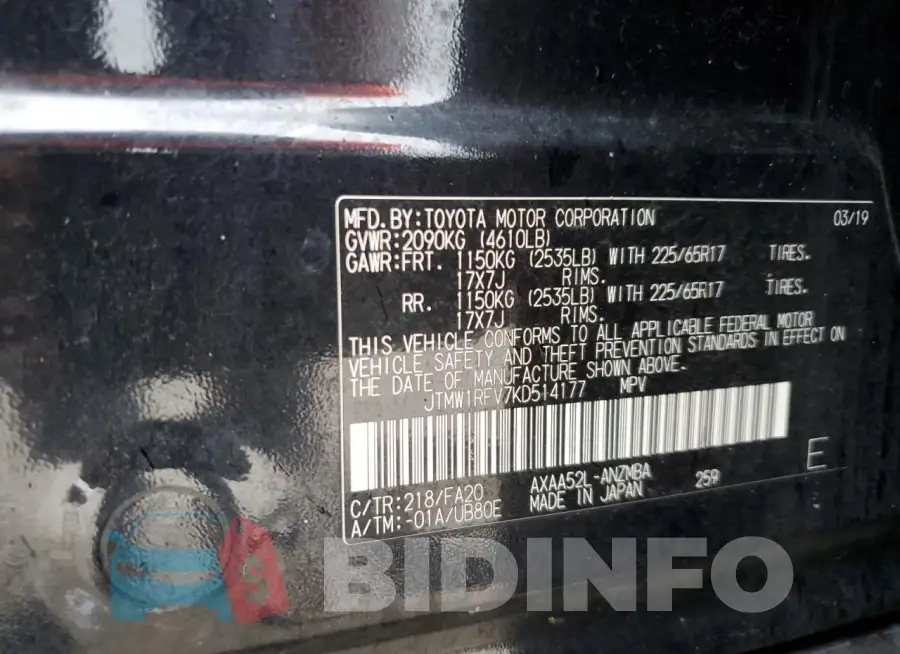 JTMW1RFV7KD514177 Photo# 13