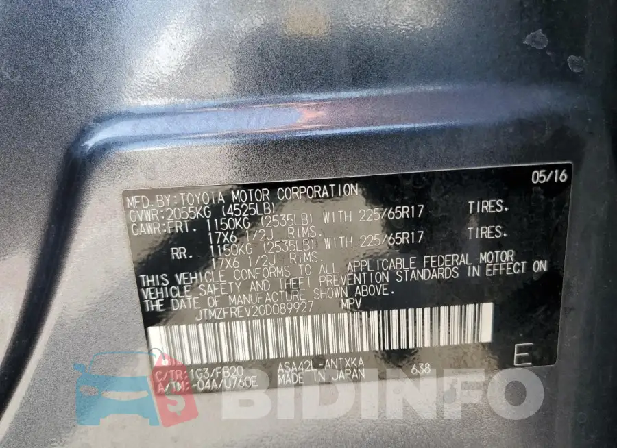 JTMZFREV2GD089927 Photo# 13