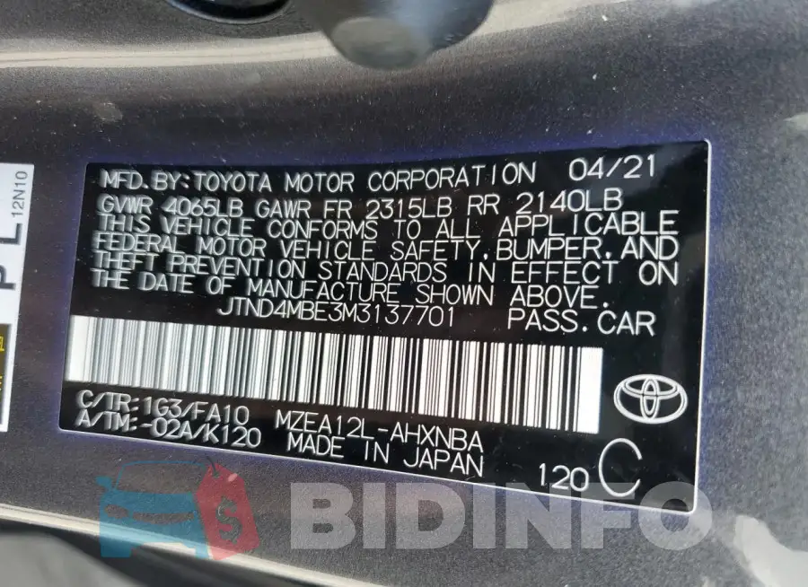 JTND4MBE3M3137701 Photo# 12