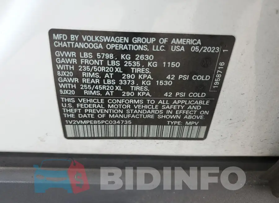 1V2VMPE85PC034735 Photo# 13