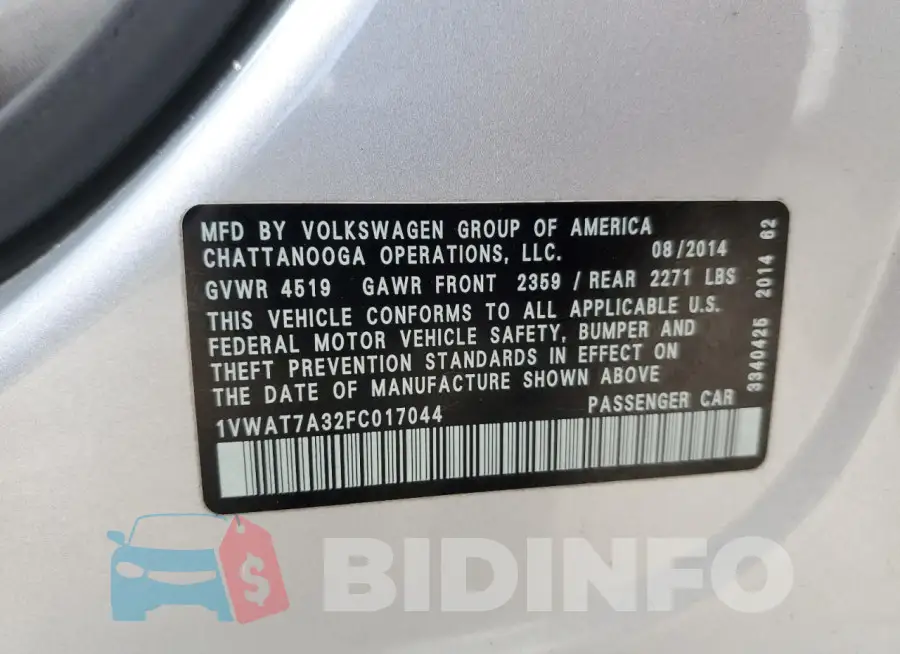 1VWAT7A32FC017044 Photo# 12