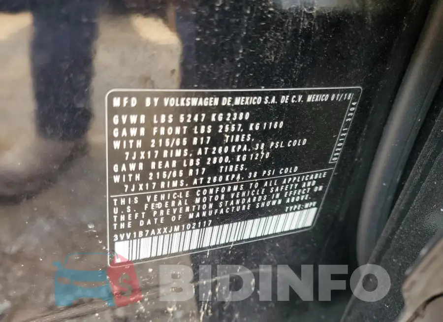 3VV1B7AXXJM102117 Photo# 14
