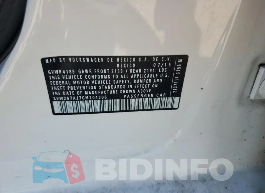 3VW267AJ7GM204306 Photo# 12