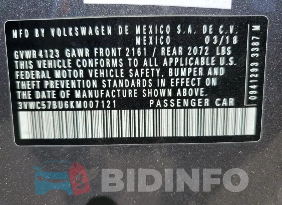 3VWC57BU6KM007121 Photo# 12