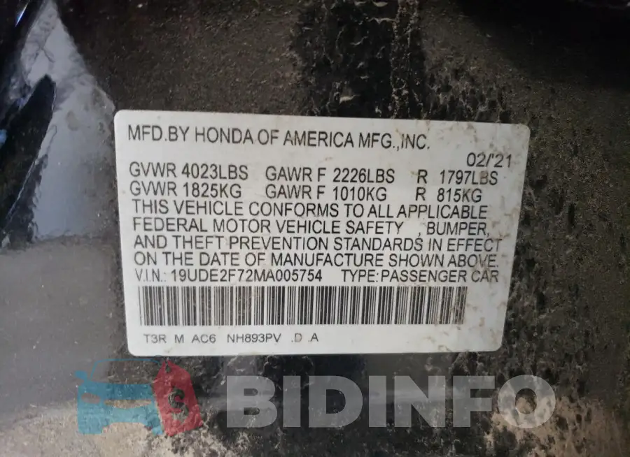 19UDE2F72MA005754 Photo# 12