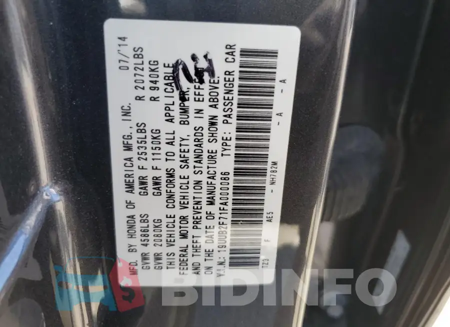19UUB2F71FA000086 Photo# 12
