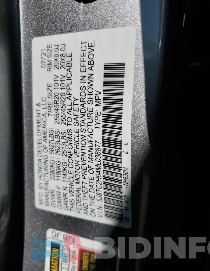 5J8TC2H64ML038877 Photo# 13