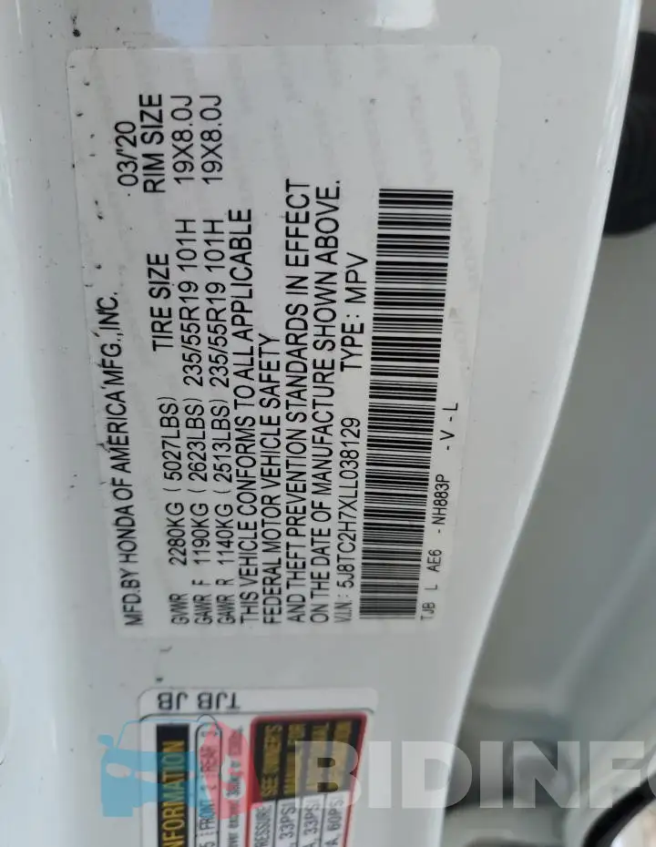5J8TC2H7XLL038129 Photo# 13