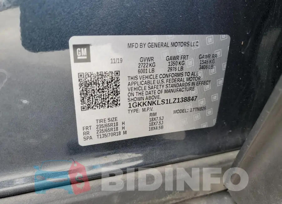 1GKKNKLS1LZ138847 Photo# 14
