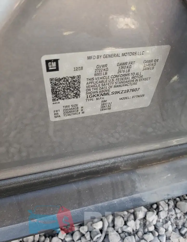1GKKNMLS9KZ197607 Photo# 13