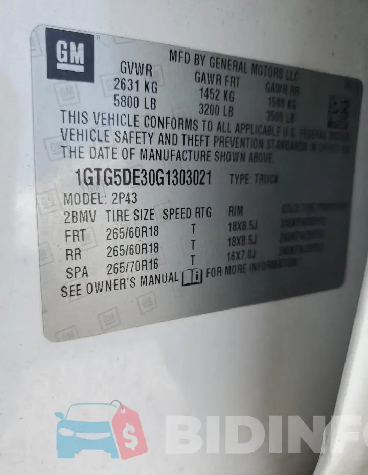 1GTG5DE30G1303021 Photo# 13