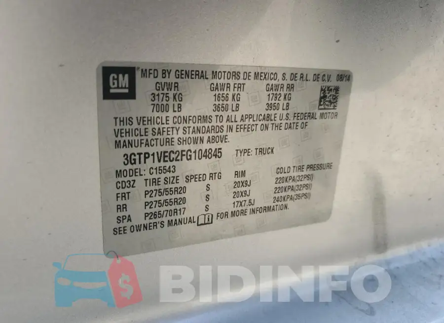 3GTP1VEC2FG104845 Photo# 13