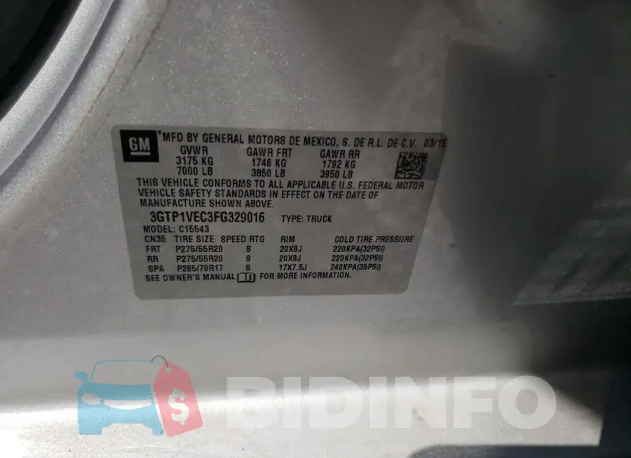 3GTP1VEC3FG329016 Photo# 12