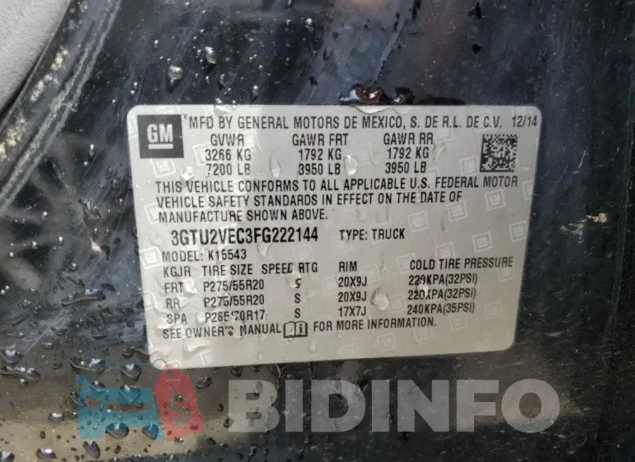 3GTU2VEC3FG222144 Photo# 12