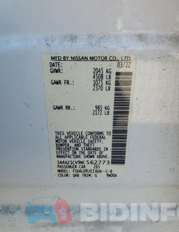 1N4AZ1CV9NC562773 Photo# 13