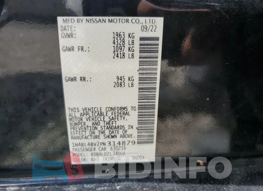 1N4BL4BV2PN314879 Photo# 12