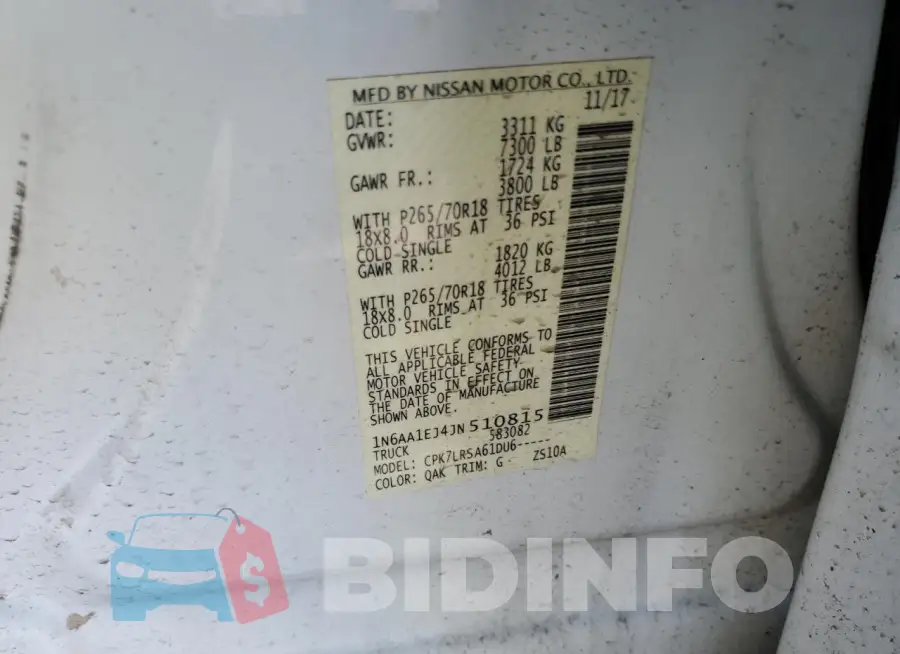 1N6AA1EJ4JN510815 Photo# 12