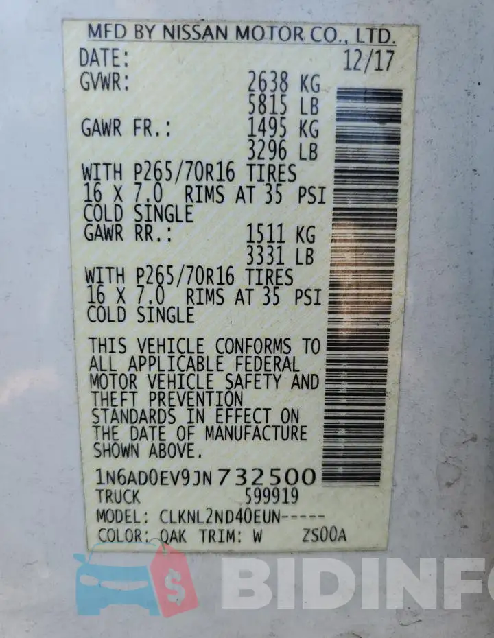 1N6AD0EV9JN732500 Photo# 12