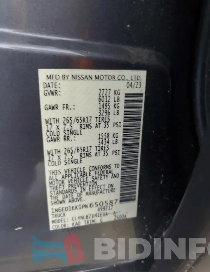 1N6ED1EK1PN650587 Photo# 12