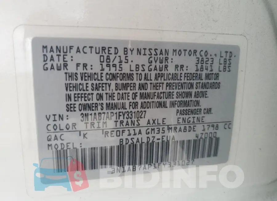 3N1AB7AP1FY331027 Photo# 12